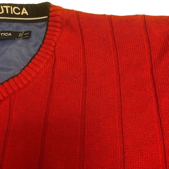 Nautica Red V-Neck Men's Pullover Sweater Size XXL - Picture 4 of 12